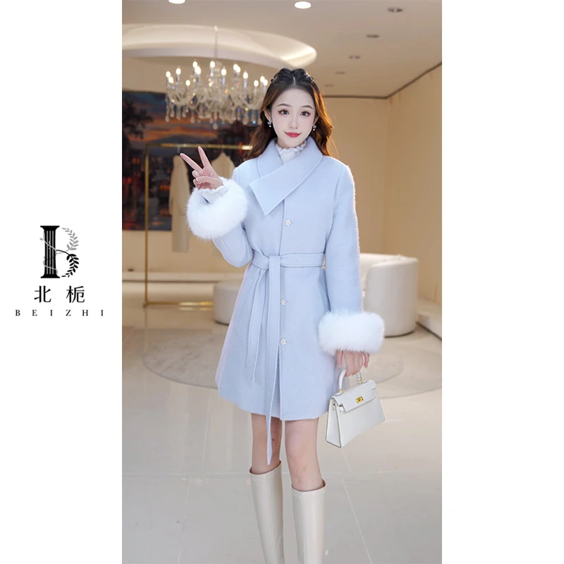 【北栀】毛绒袖子千金玫瑰领羽绒服大衣813450+813452