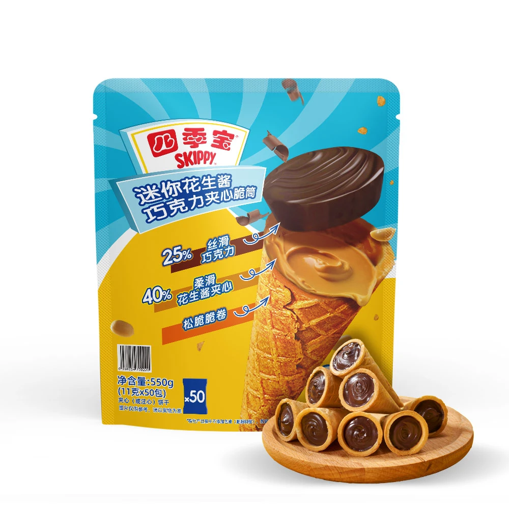 四季宝 迷你花生酱巧克力夹心脆筒550g