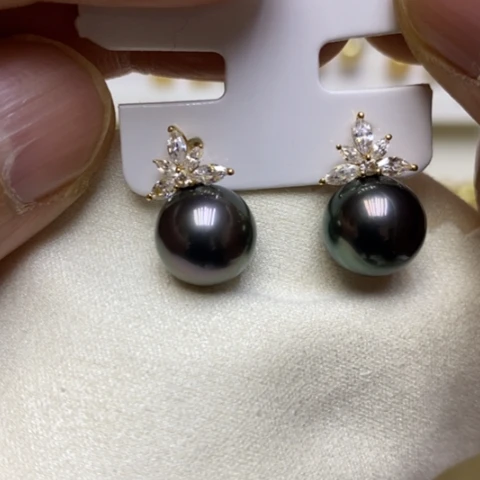 海水珍珠耳饰18K金镶嵌