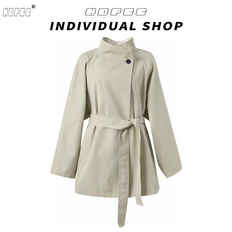韩系简约立领风衣女春秋季爆流行高级感大衣休闲百搭宽松短款外套