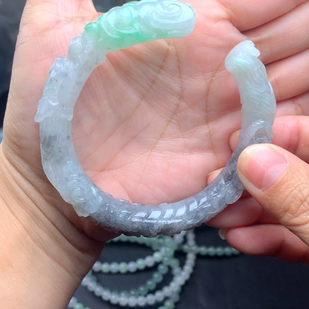 定制翡翠未镶嵌手镯56不退不换