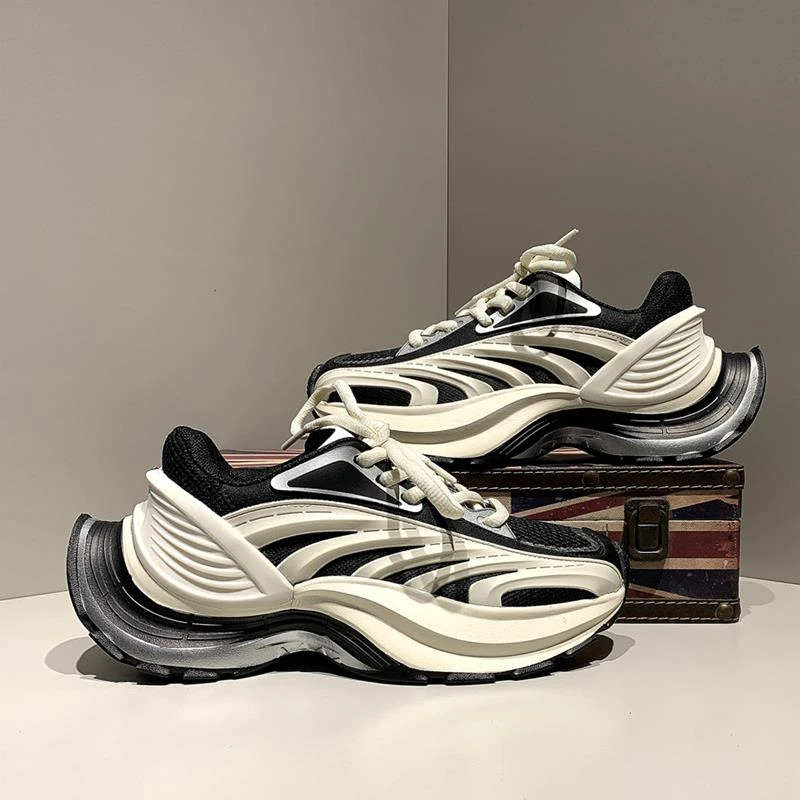爱赫蒙夏季新款厚底男鞋机甲老爹鞋情侣复古百搭透气拼接女士老爹