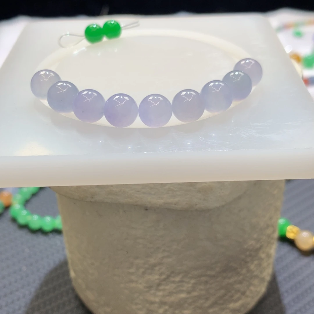 定制翡翠未镶嵌粉椿紫单珠7.8mm