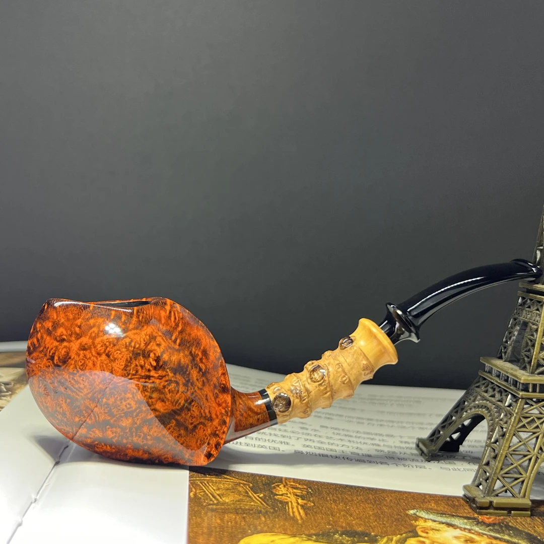 小默师傅亲工双面鼓竹节石楠木手工烟斗