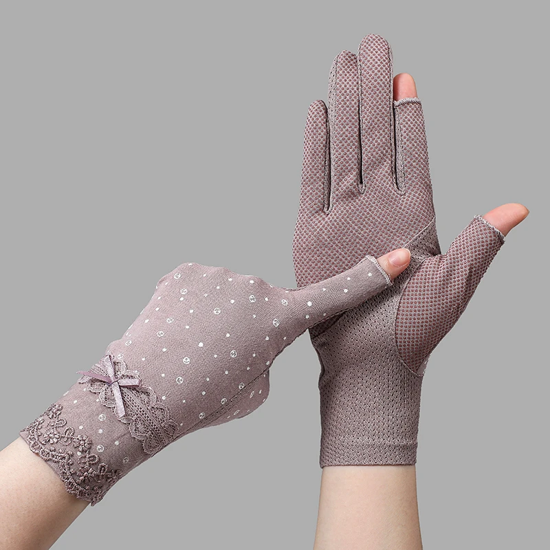 晒防滑户外骑车透气薄款防春秋女士触屏夏季弹力手套