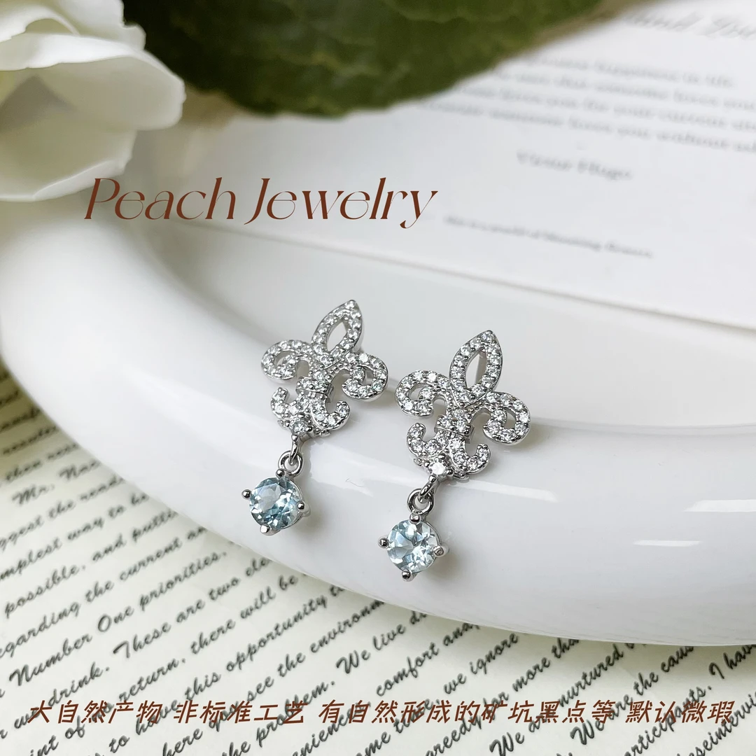 托帕石鸢尾银耳钉 X-EP74 多样性发一颜色微差