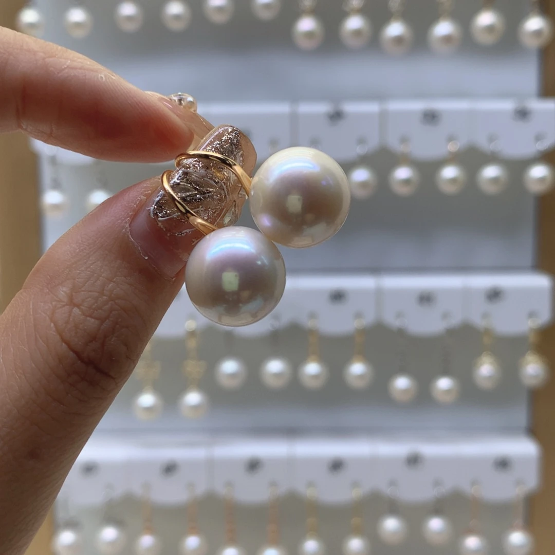 银S925镶嵌淡水珍珠耳饰