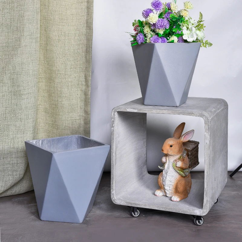 彩镁菱形花盆仿瓷植物造景室内现代商铺外摆栅栏花丛摆件绿植庭院