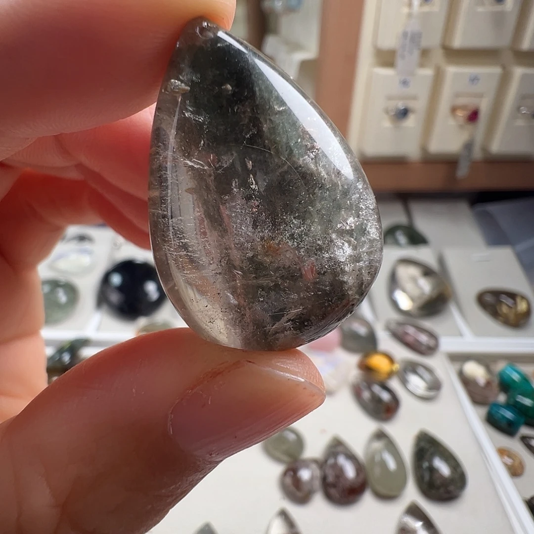 水晶颈饰银S925镶嵌天然幽灵水晶