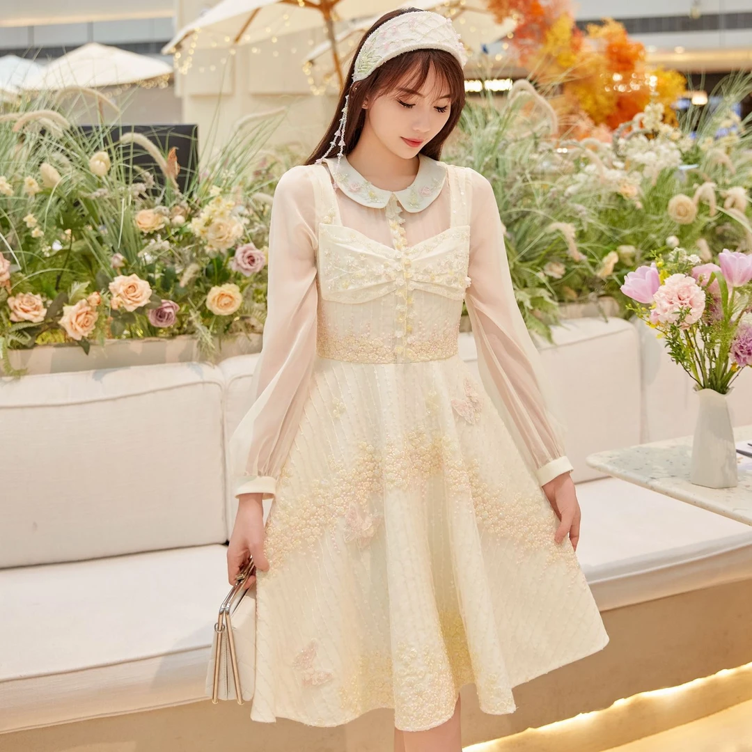 【宠粉专属】Marie Elie【铃兰花语】新款钉珠连衣裙EAF11M06849L