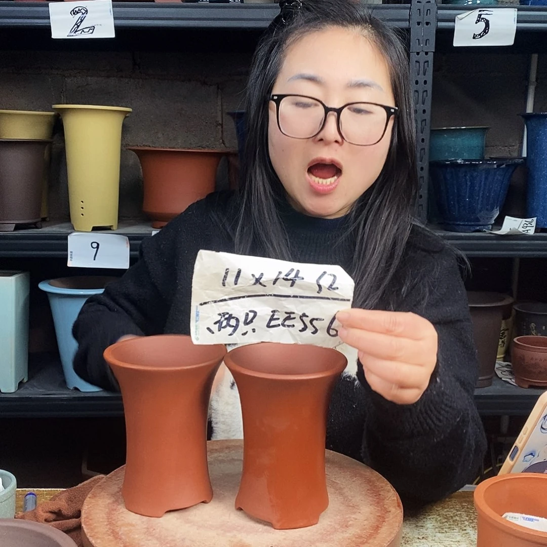 紫砂两只花盆货号EE556