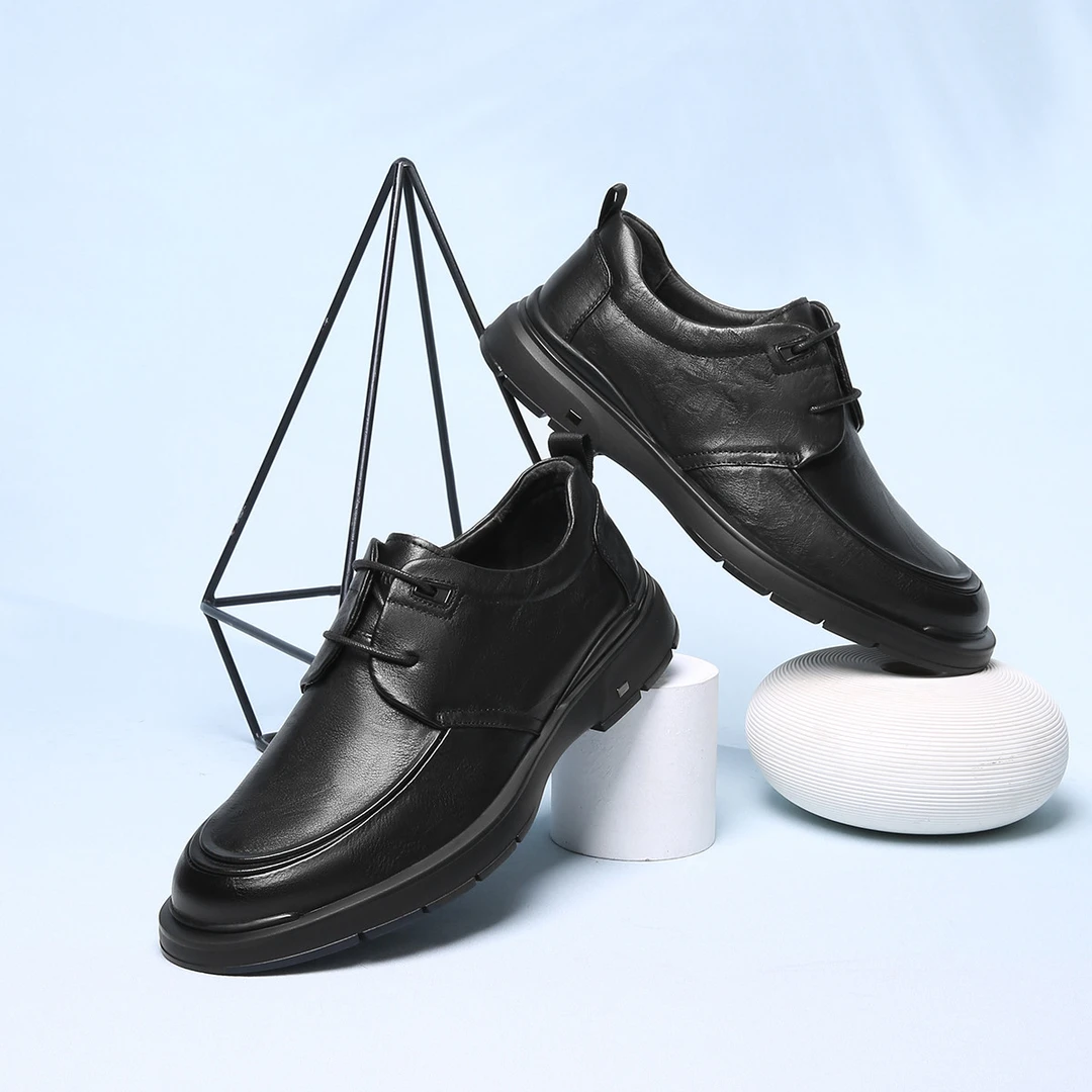 CROWN/皇冠牛头层皮革休闲经典简约系带户外商务皮鞋55323076401