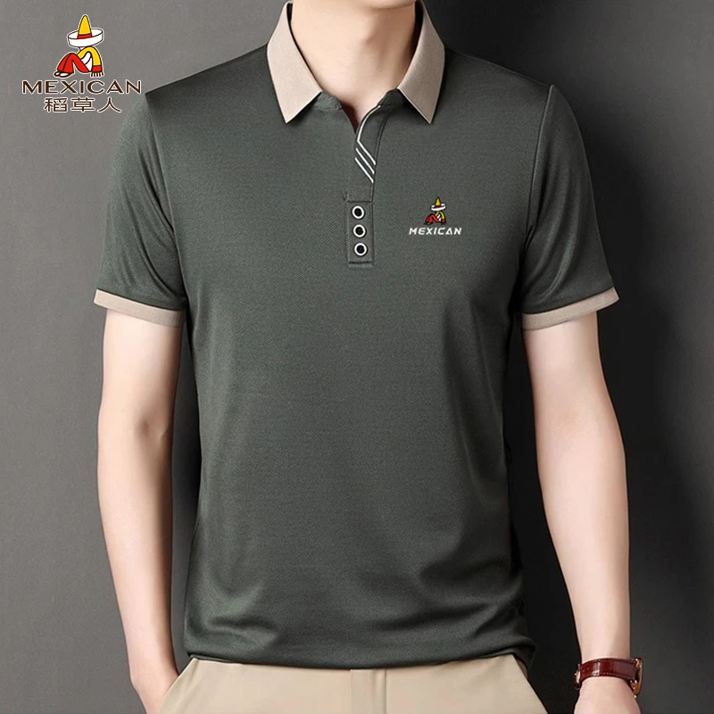 Mexican/稻草人男士polo衫夏季商务休闲半袖上衣刺绣翻领短袖t恤