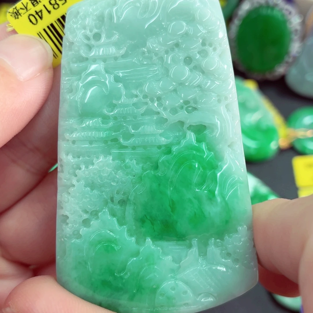 翡翠18K金镶嵌吊坠(不含链)