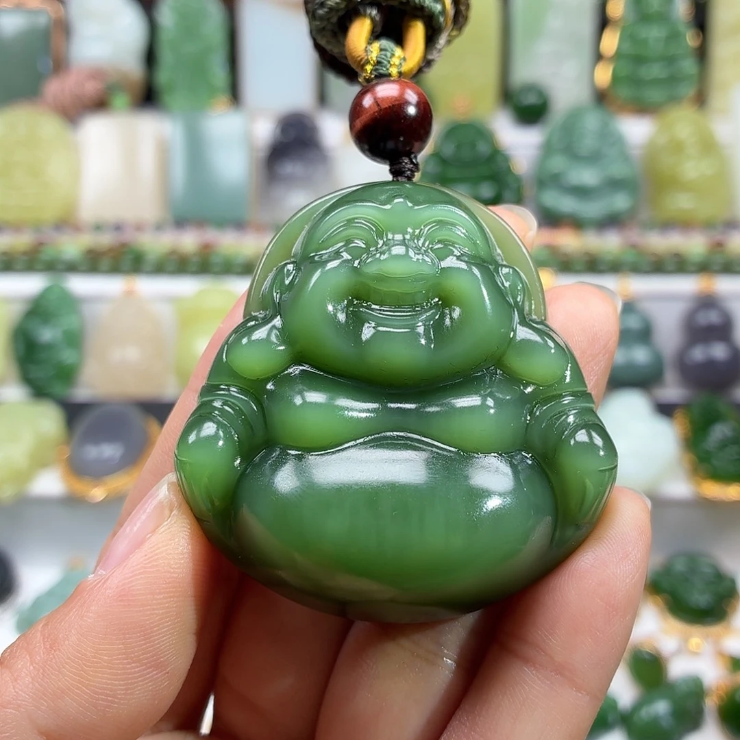 和田玉未镶嵌颈饰猫眼大佛加厚