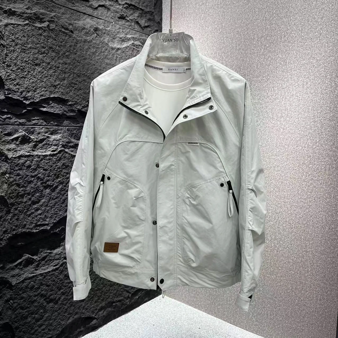 新款男士简约百搭时尚爆款立领休闲工装夹克外套2502