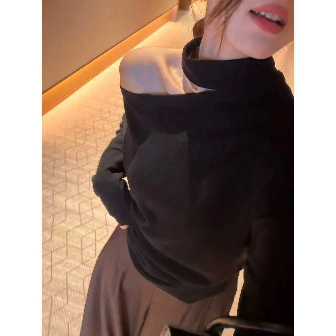 芒兜兜韩系秋冬特色挂脖气质小众显瘦上衣mdd-036