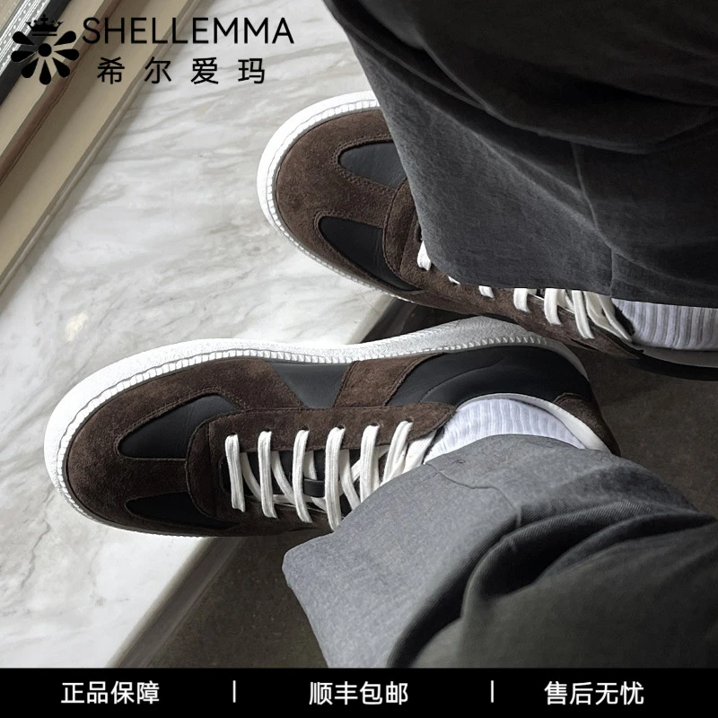 希尔爱玛经典男士板鞋德训鞋真皮休闲鞋复古牛皮鞋子男款板鞋男款