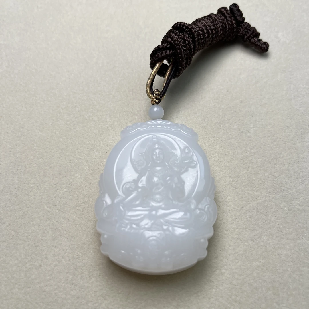 和田白玉度母观音吊坠