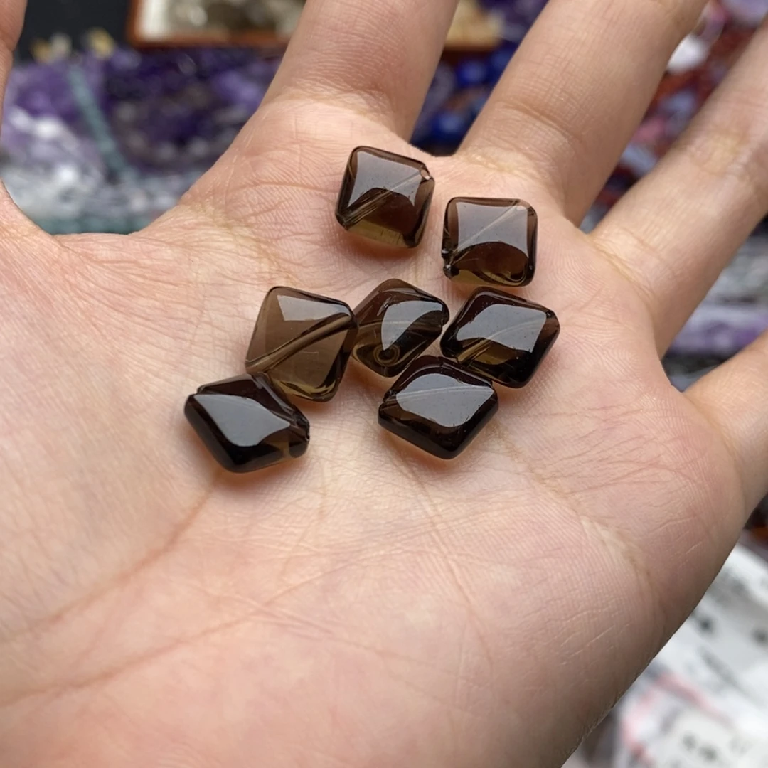 玛瑙/玉髓未镶嵌珠宝半成品两个装纯天然5×10mm净体茶晶方片