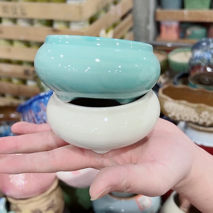 有孔.凑满10元发货多肉陶瓷花盆！
