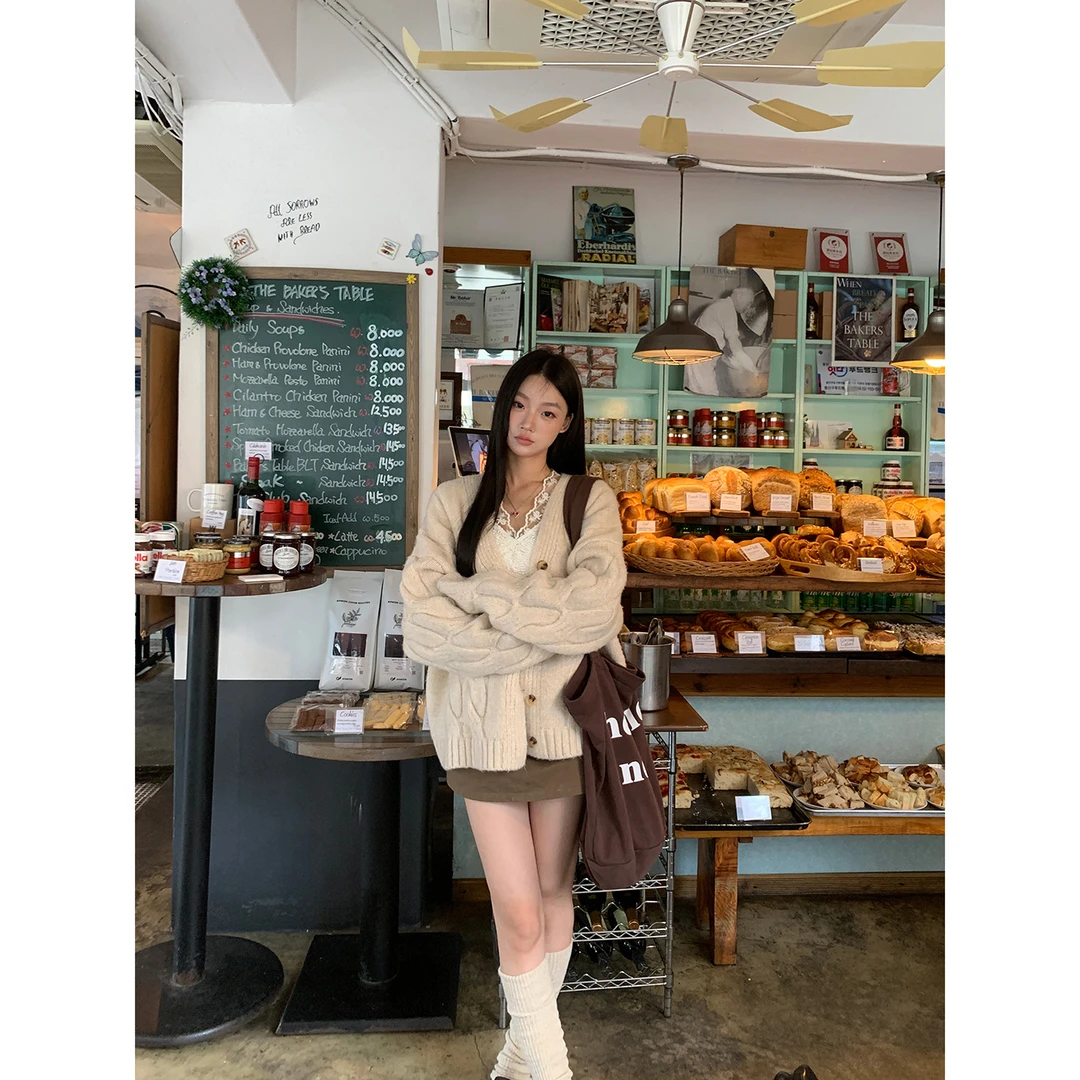 秋季古早慵懒感厚款百搭宽松小众针织衫B2771#