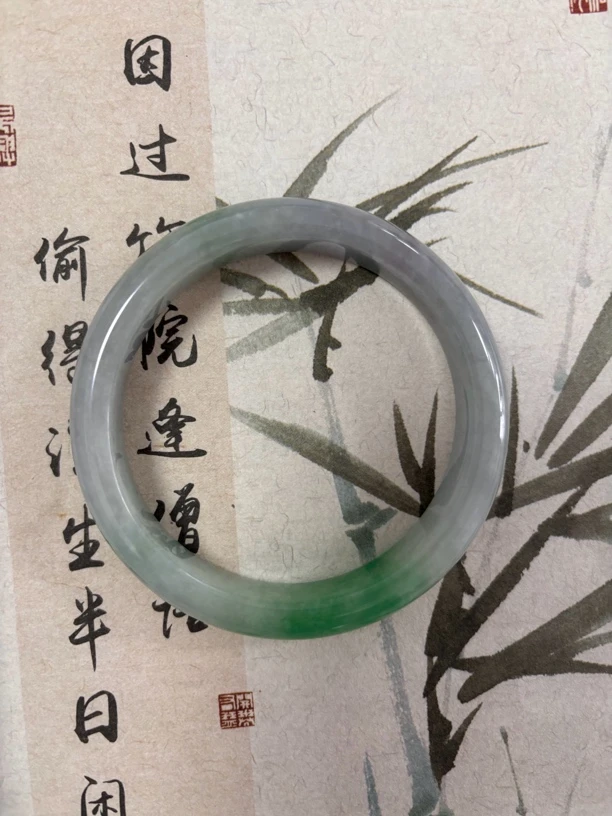 X855-五九加双耳挂翠缅甸翡翠手镯