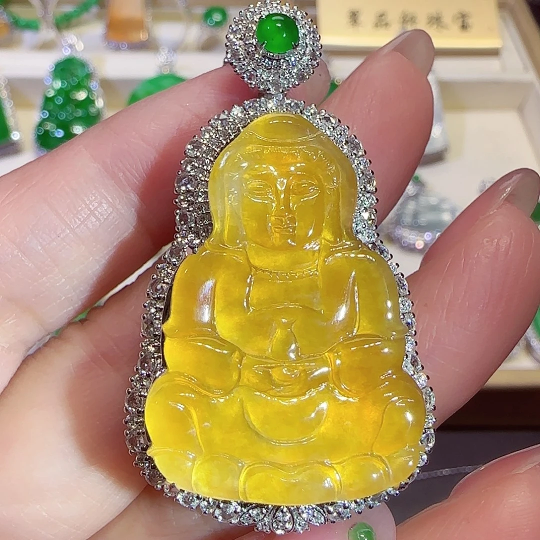 翡翠18K金镶嵌吊坠(不含链)