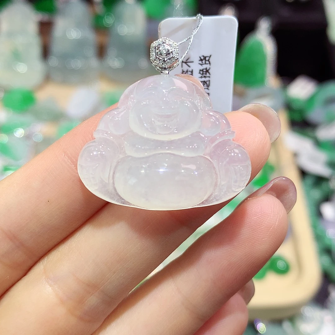 翡翠18K金镶嵌颈饰佛