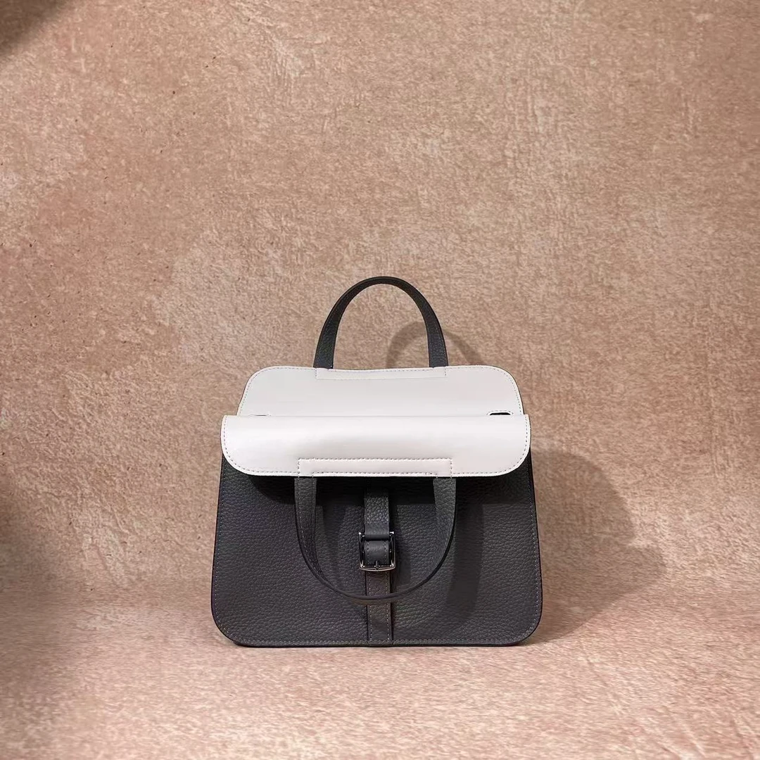 【25CM石墨灰配白色】高级女士手提女包8888888-029