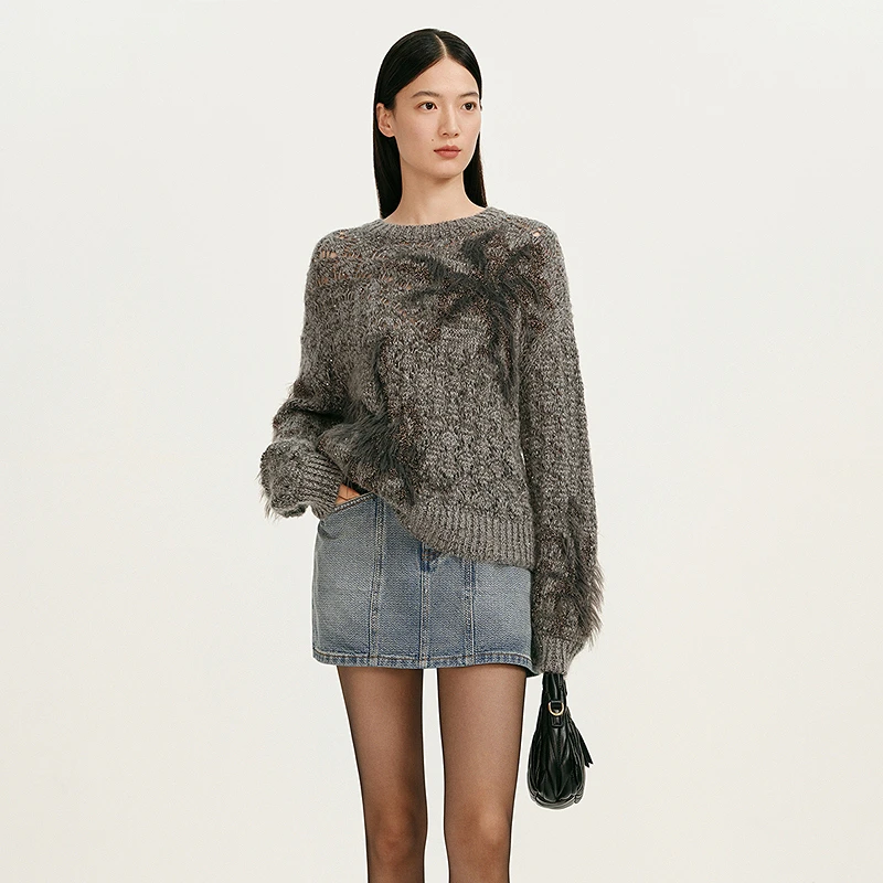 【商场同款】HPLY荷比俪春华丽感装饰质感针织衫HMF11650116-1