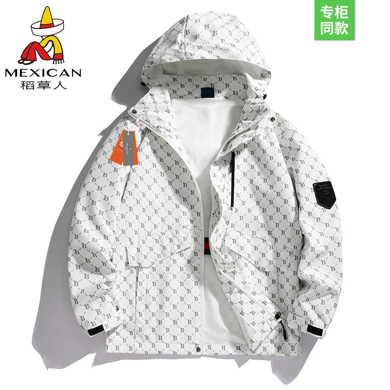 Mexican/稻草人男士夹克春秋季新款户外运动时尚休闲印花迷彩外套