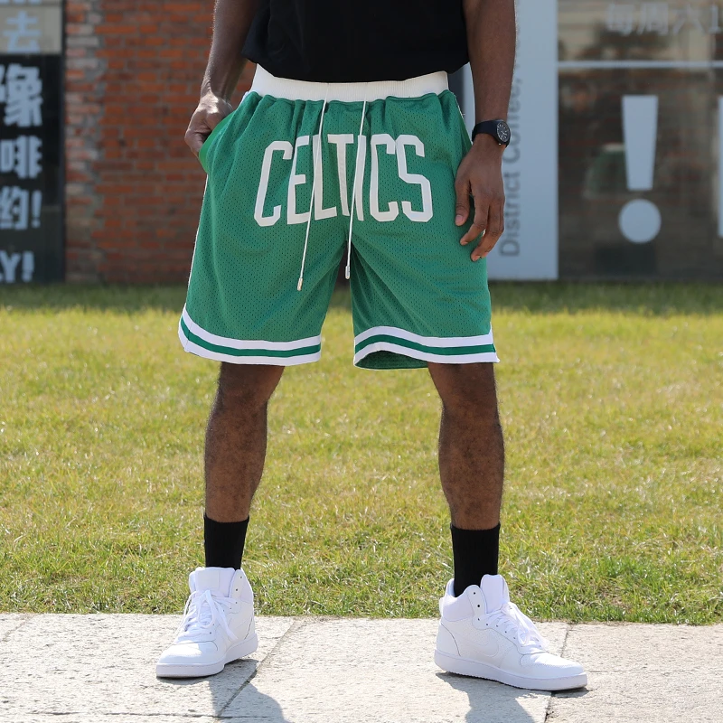 【波士顿凯尔特人】运动健身美式复古刺绣网眼篮球运动短裤男士夏季