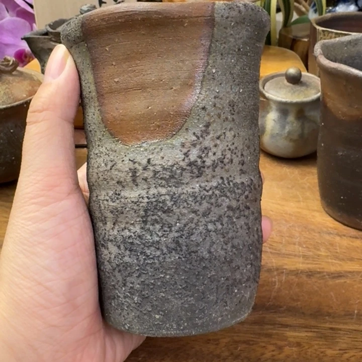 初代原田陶月备前烧重落灰汤吞福利一口价