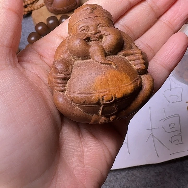 檀香木手串/手链老山檀香雕刻财神摆件