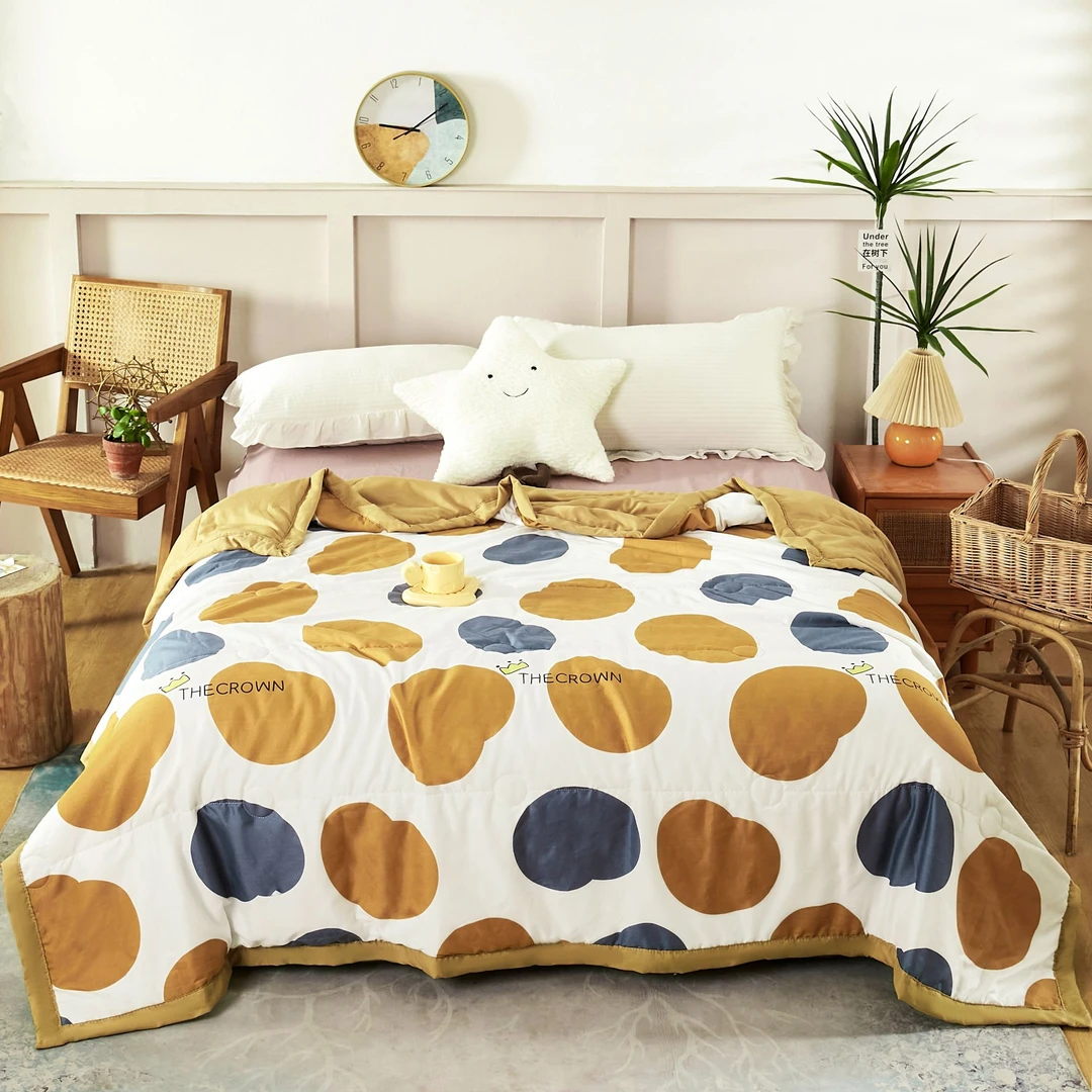 25爆款轻奢丝滑夏凉被空调被可机洗水洗凉感薄款亲肤波点