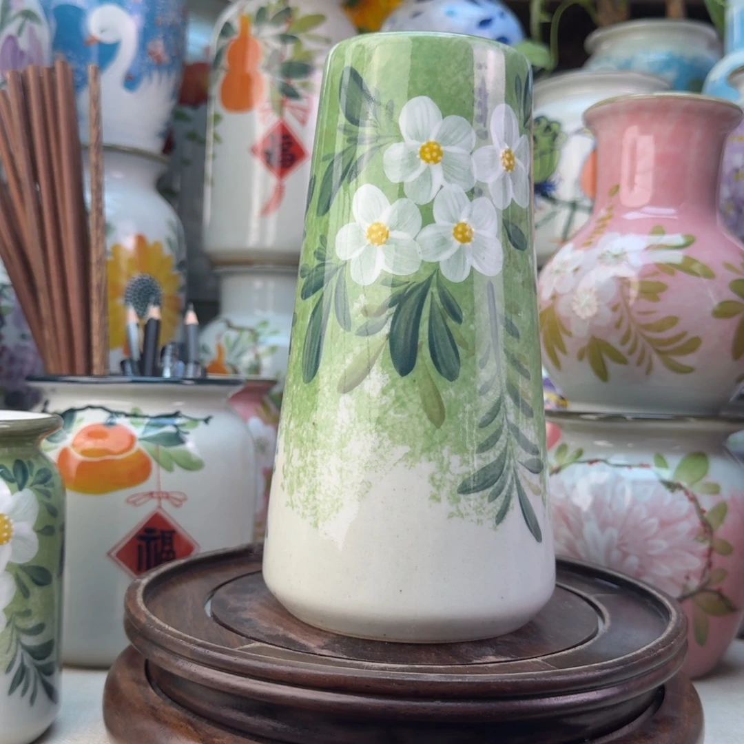 景德镇陶瓷手绘花瓶无孔