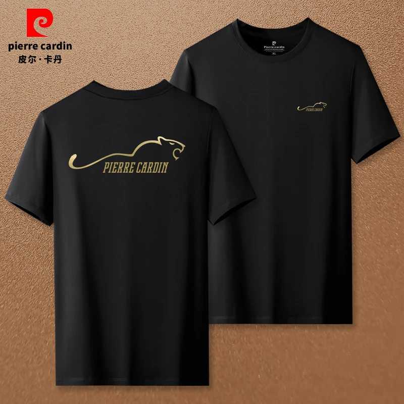 皮尔卡丹2025夏季男士圆领潮流时尚半袖T恤户外冰感透气大码男装