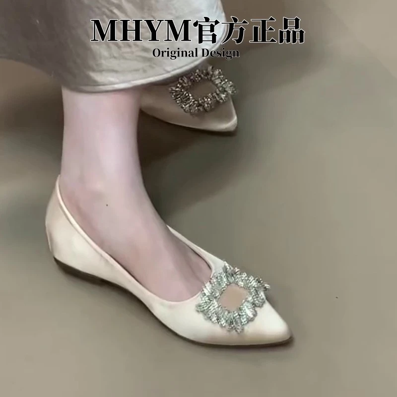 MH官方尖头水钻设计浅口百搭时尚日常通勤舒适软底防滑气质单鞋