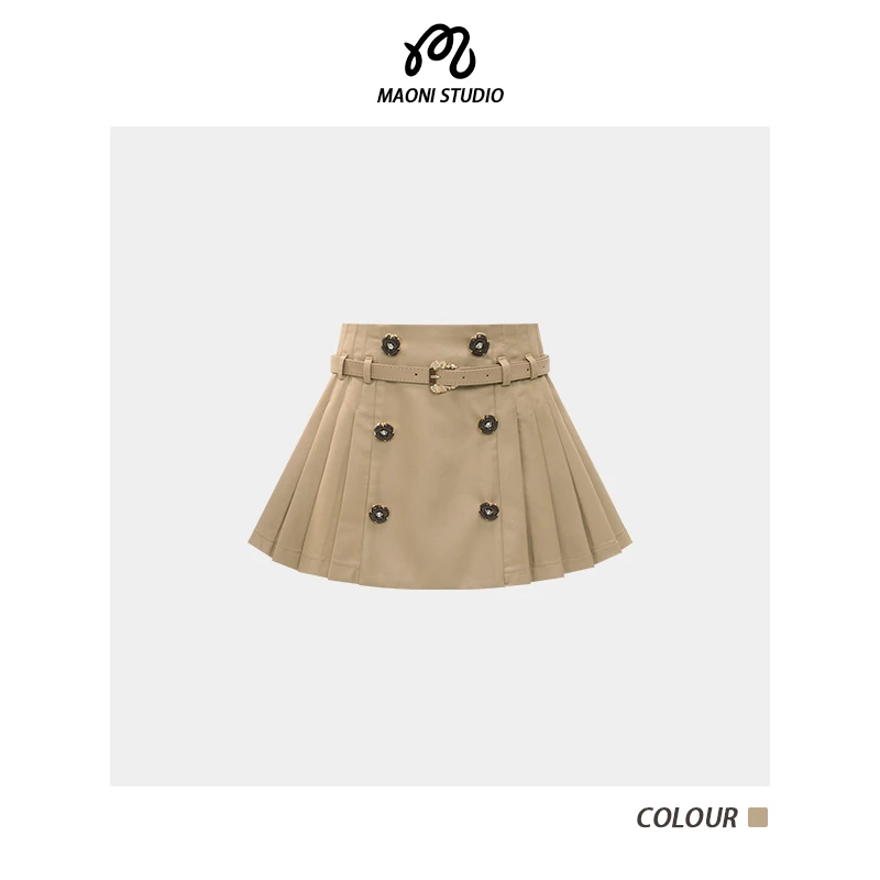 毛妮LADIESFIRST【杏果麦芒】配腰带半身裙高腰时髦气质短裙L2374