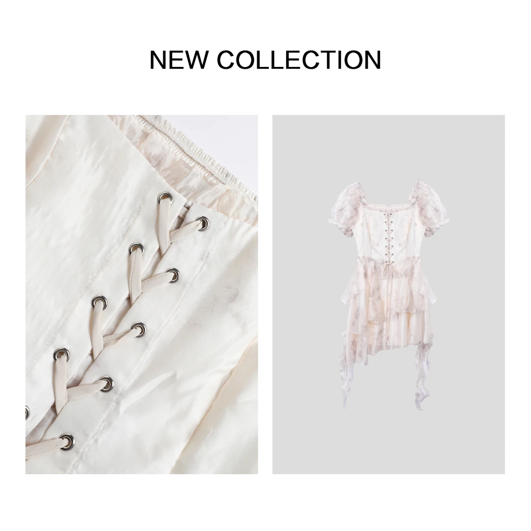 【龙哥专属】L5F26057 个性绑带短袖连衣裙4259