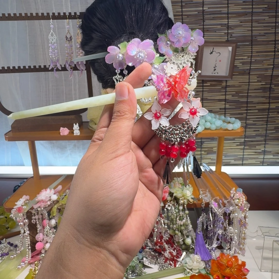 蛇纹石玉合金发饰