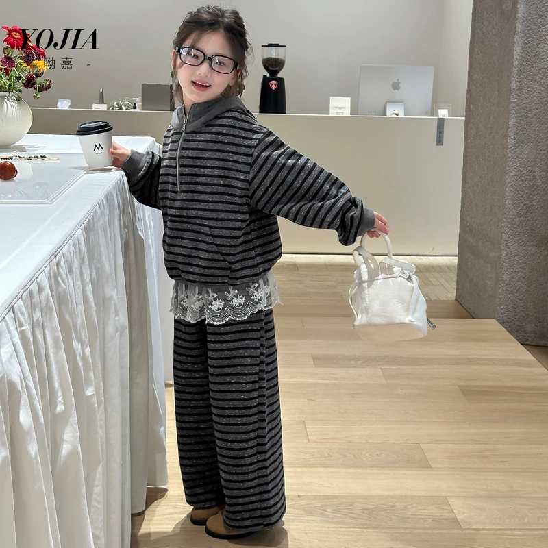 YOJIA女童套装秋款2025新款韩版休闲童装卫衣卫裤儿童两件套秋装