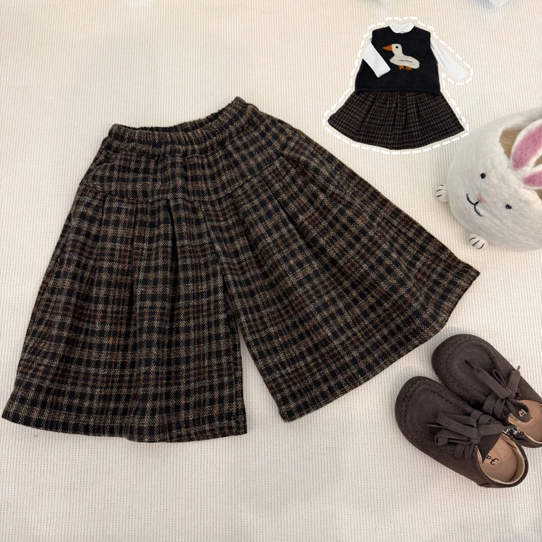 【鱼子酱】Q25241K呢格子裤中小童女童童装