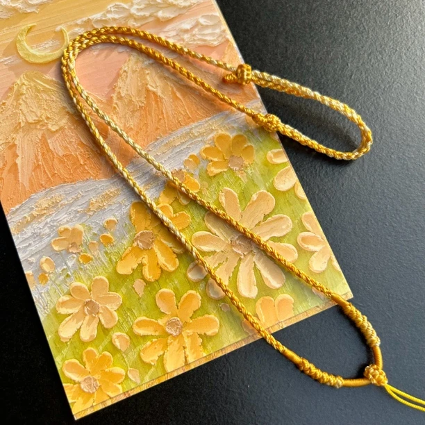 纯手工编织四金刚结吊坠绳绳子渐变黄色挂绳对拉调节粗细适中