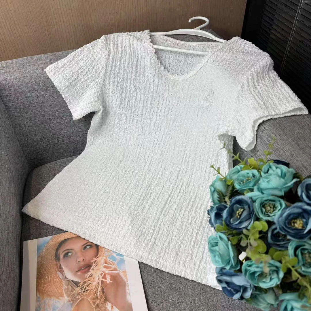 夏季新款百搭轻奢短袖上衣女X7815