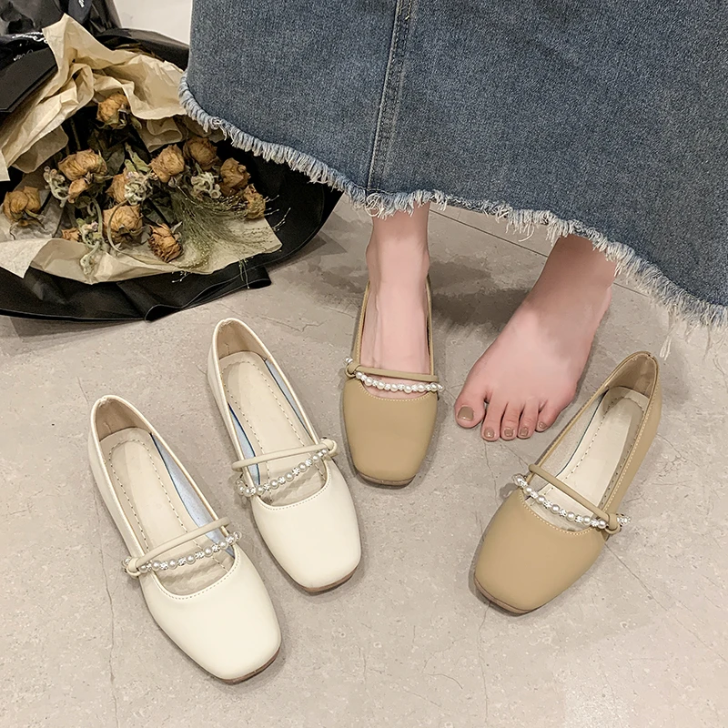 舒适款米色玛丽珍女2025新款潮配裙子法式软底低跟伴娘开春夏女鞋
