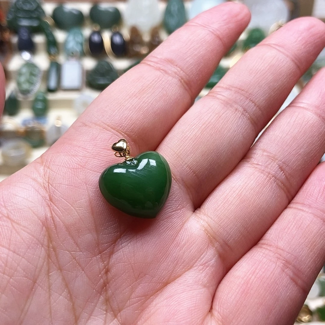 吊坠(不含链)18K金镶嵌和田玉