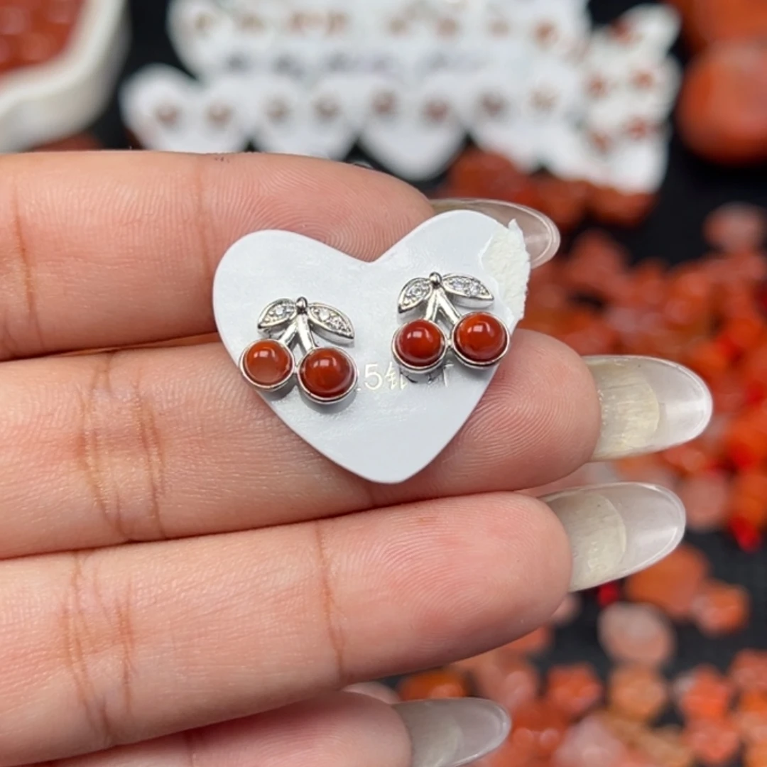 南红玛瑙银S925镶嵌吊坠(不含链)