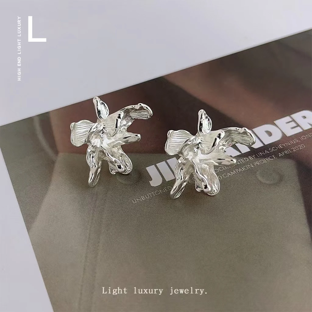 925银合成锆石耳饰 【阿珊专属】原创鸢尾花925银针气质网红轻奢